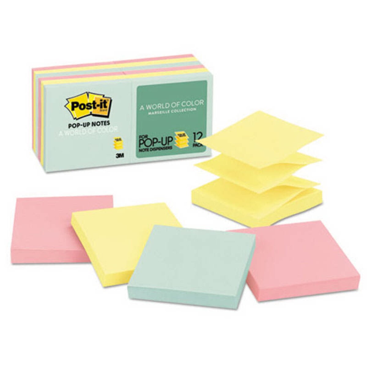 Scotch Pastel PopUp PostIt Notes 3 x 3 12 Pd