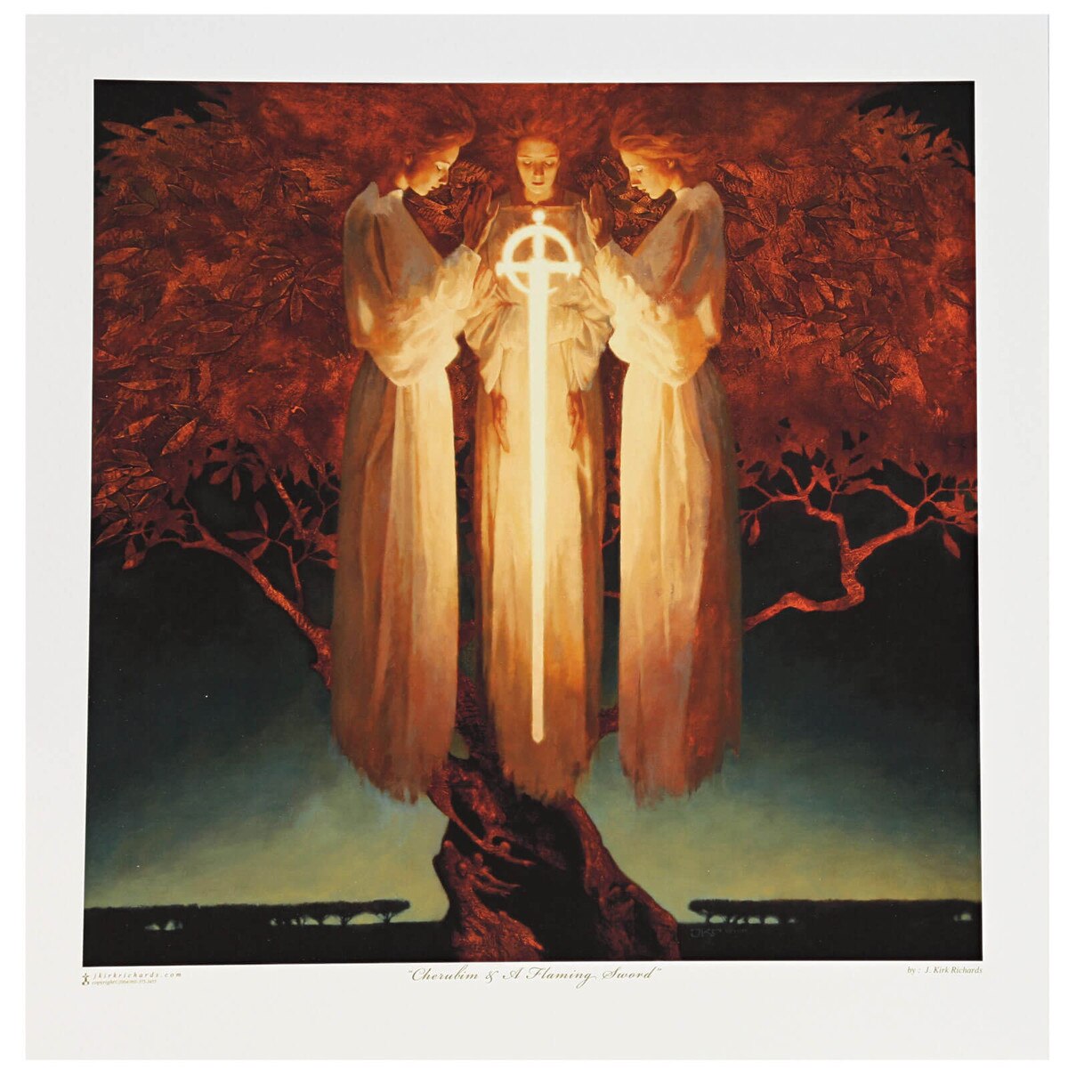 Giclee Print Cherubim And A Flaming Sword by J. Kirk Richards 14" x 14"
