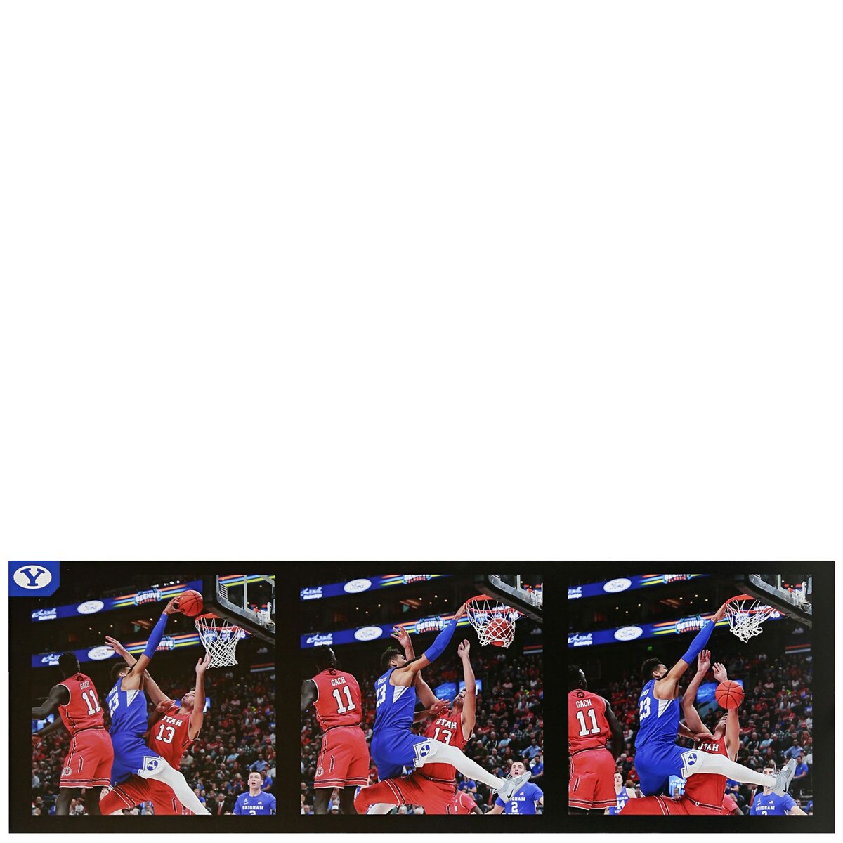 BYU vs Utah 3Photo Dunk Gator Board Poster 36" x 12"