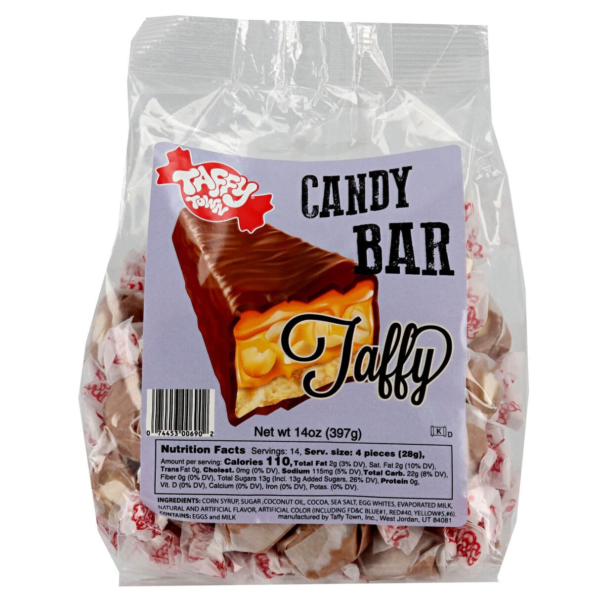 Candy Bar Salt Water Taffy Bag 14 Oz.