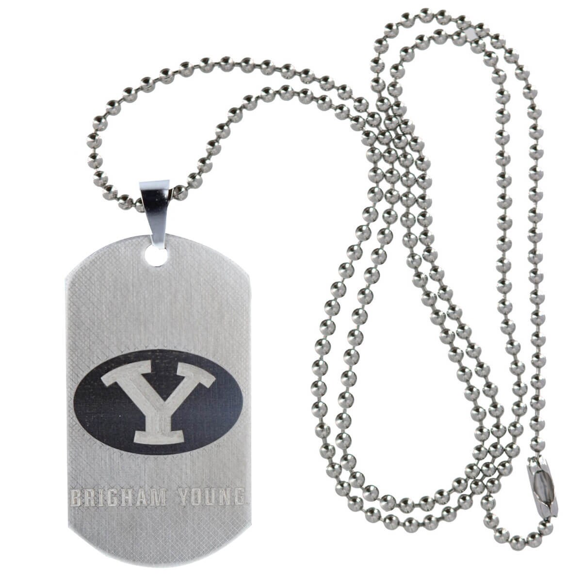 Oval Y Silver Dog Tag with Chain - 2