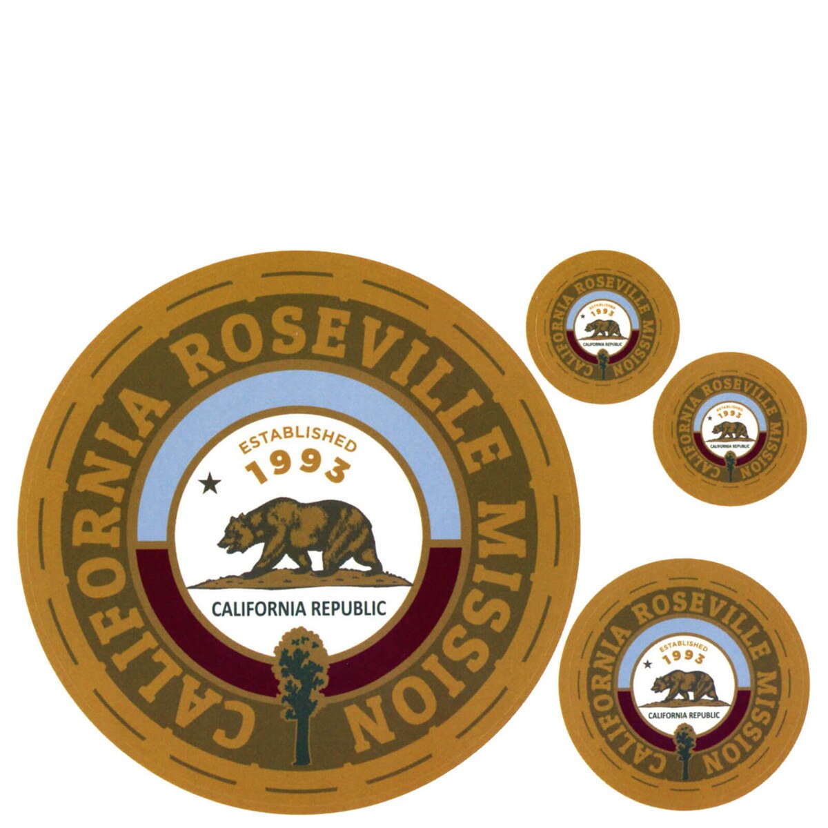 California Roseville Mission Decals 4 Pack