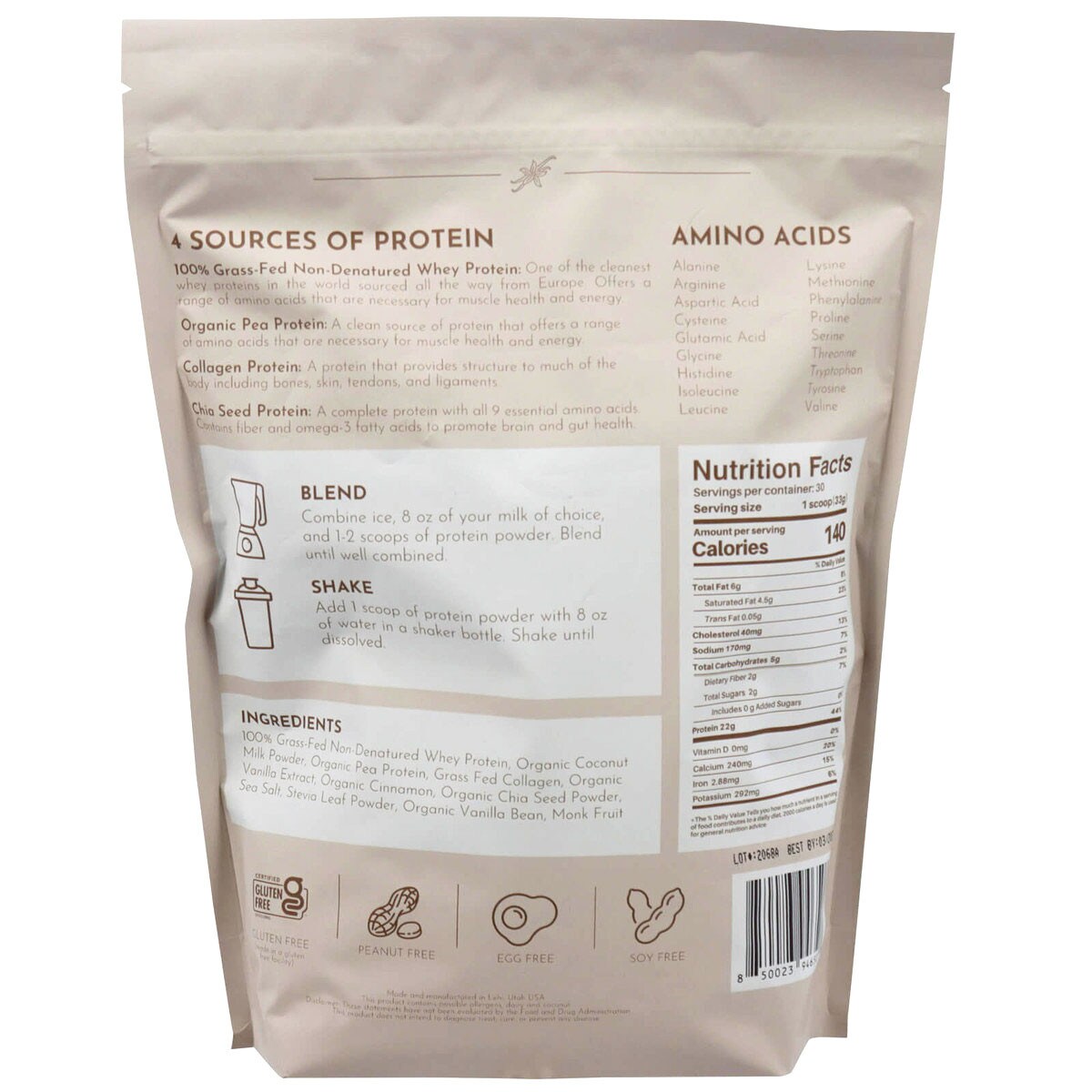 Vanilla Bean Protein Powder Just Ingredients