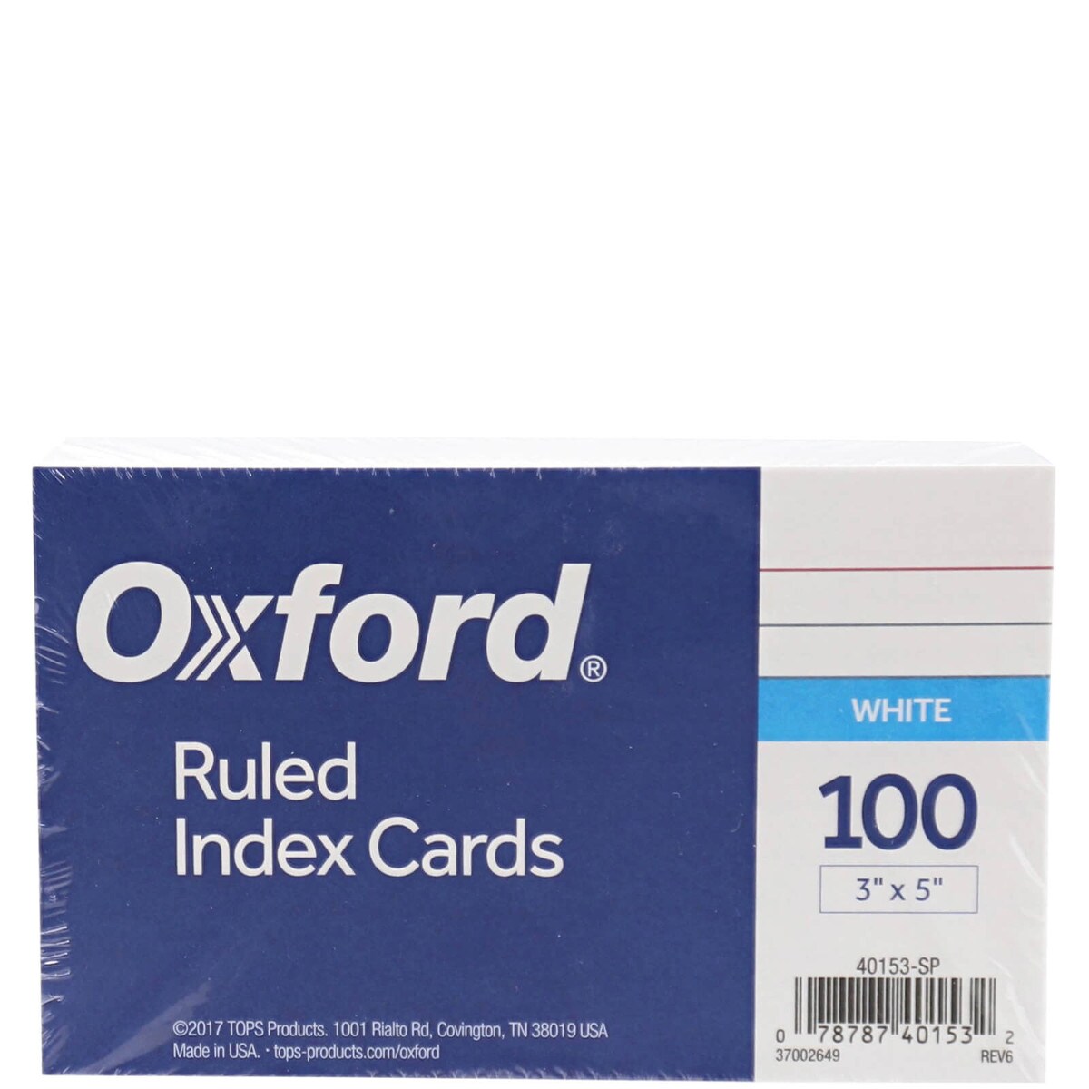 Oxford Index Cards, 3 x 5, Ruled, White - 100 pack