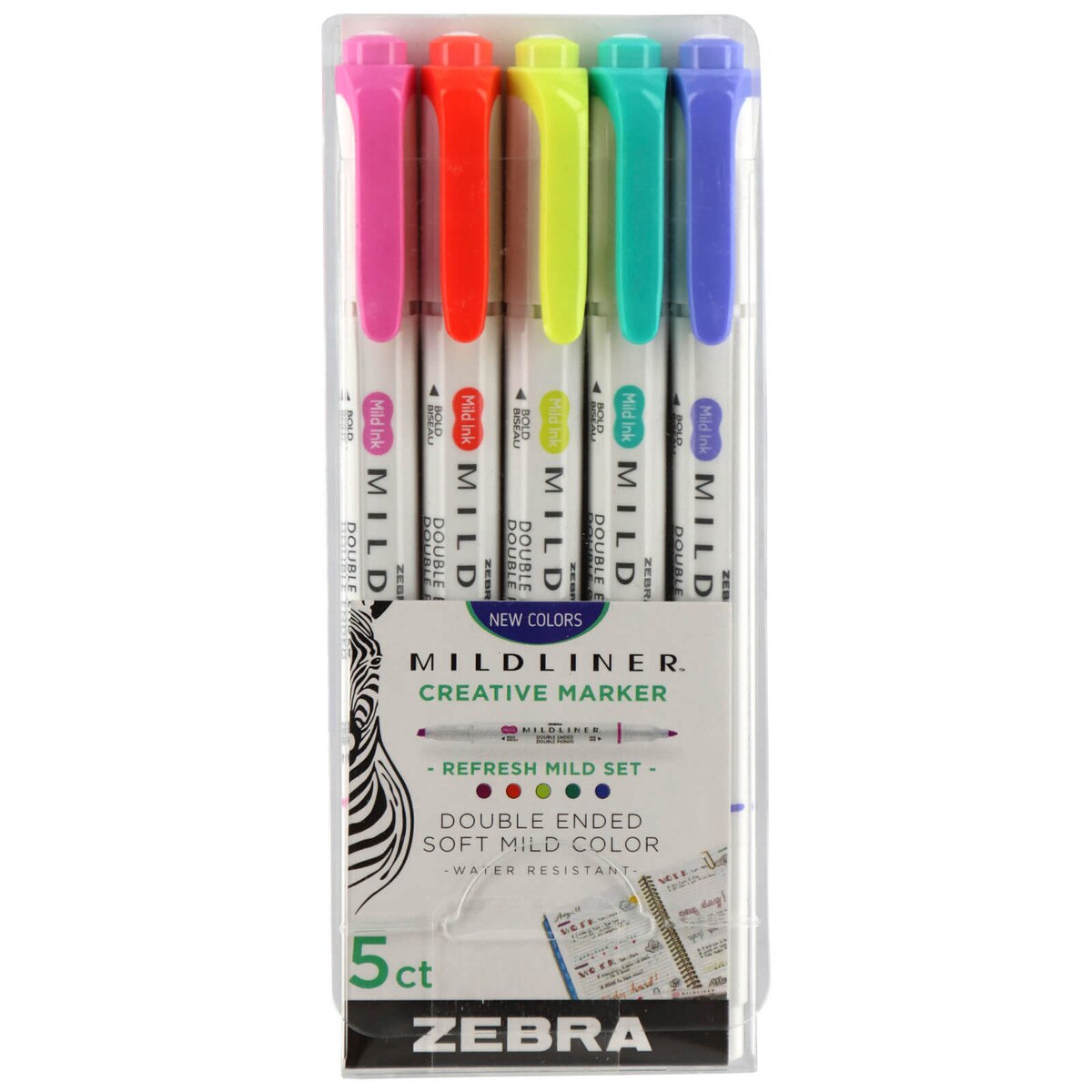 Zebra Refresh Mild Markers 5 Pack