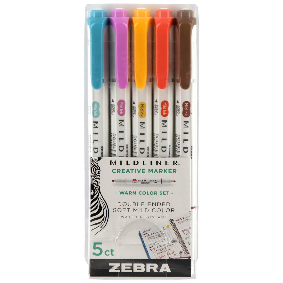 Zebra Warm Color Mild Markers 5 Count