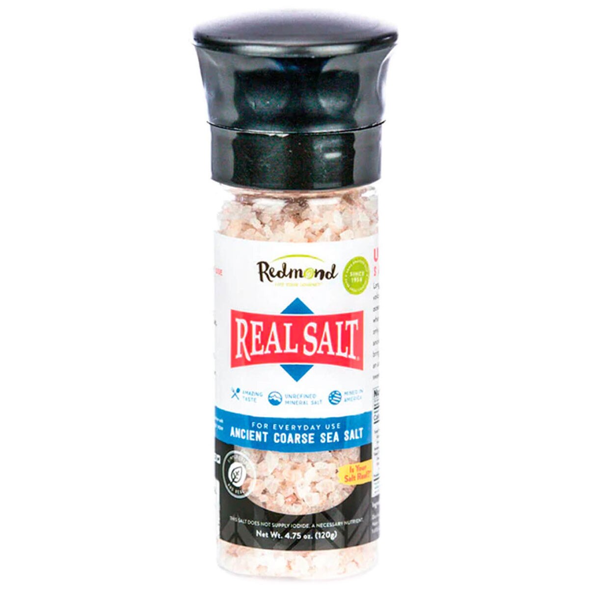 Real Salt Ancient Coarse Sea Salt Refillable Grinder 4.75 Oz.