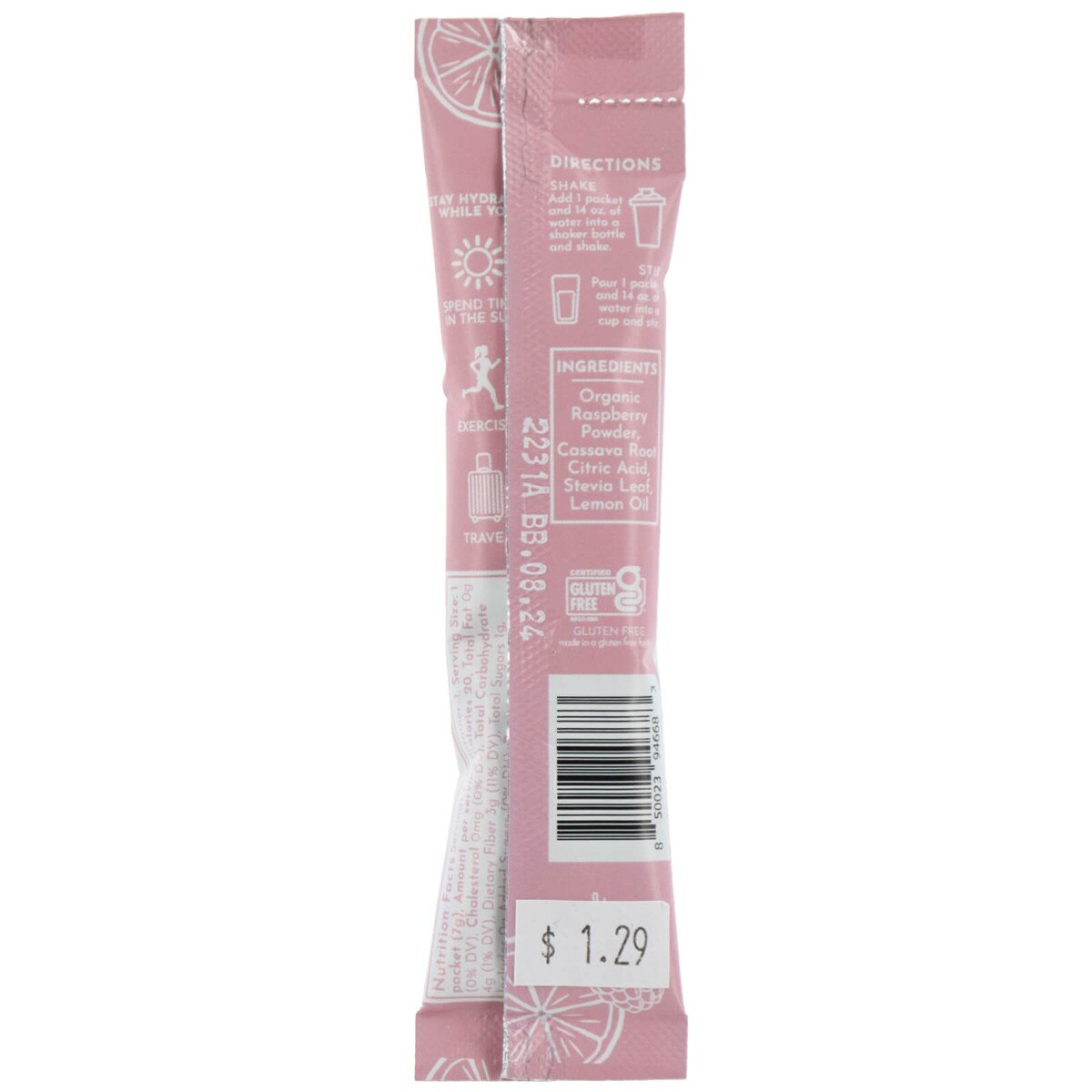 Raspberry Lemonade Flavored Water Packet 0.2 Oz. Just Ingredients