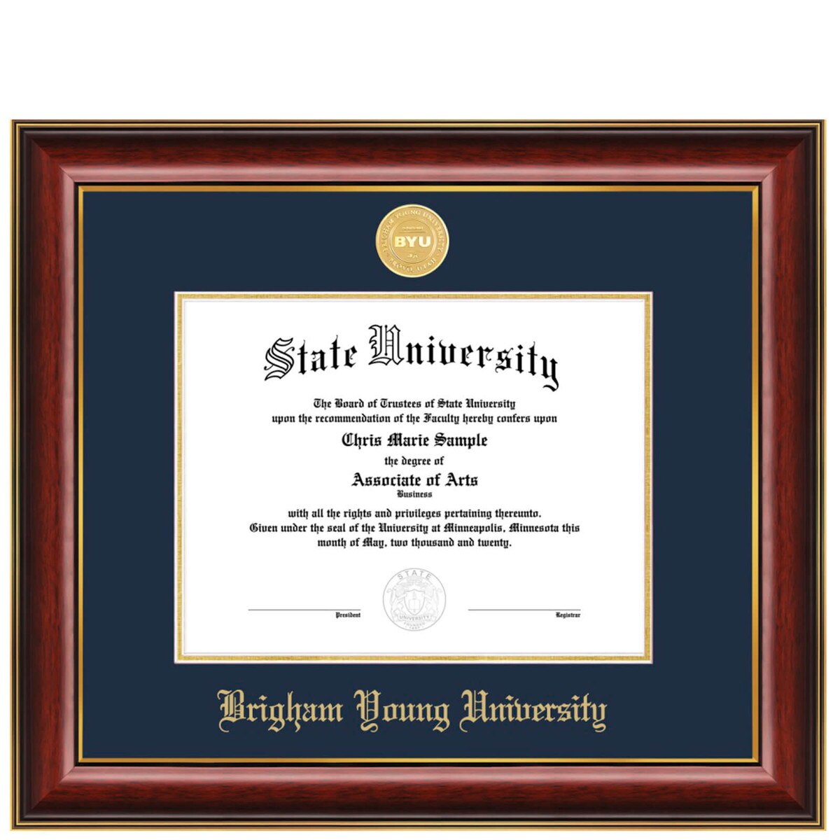 Classic Single BYU Gold Medallion Diploma Graduation Frame - Jostens