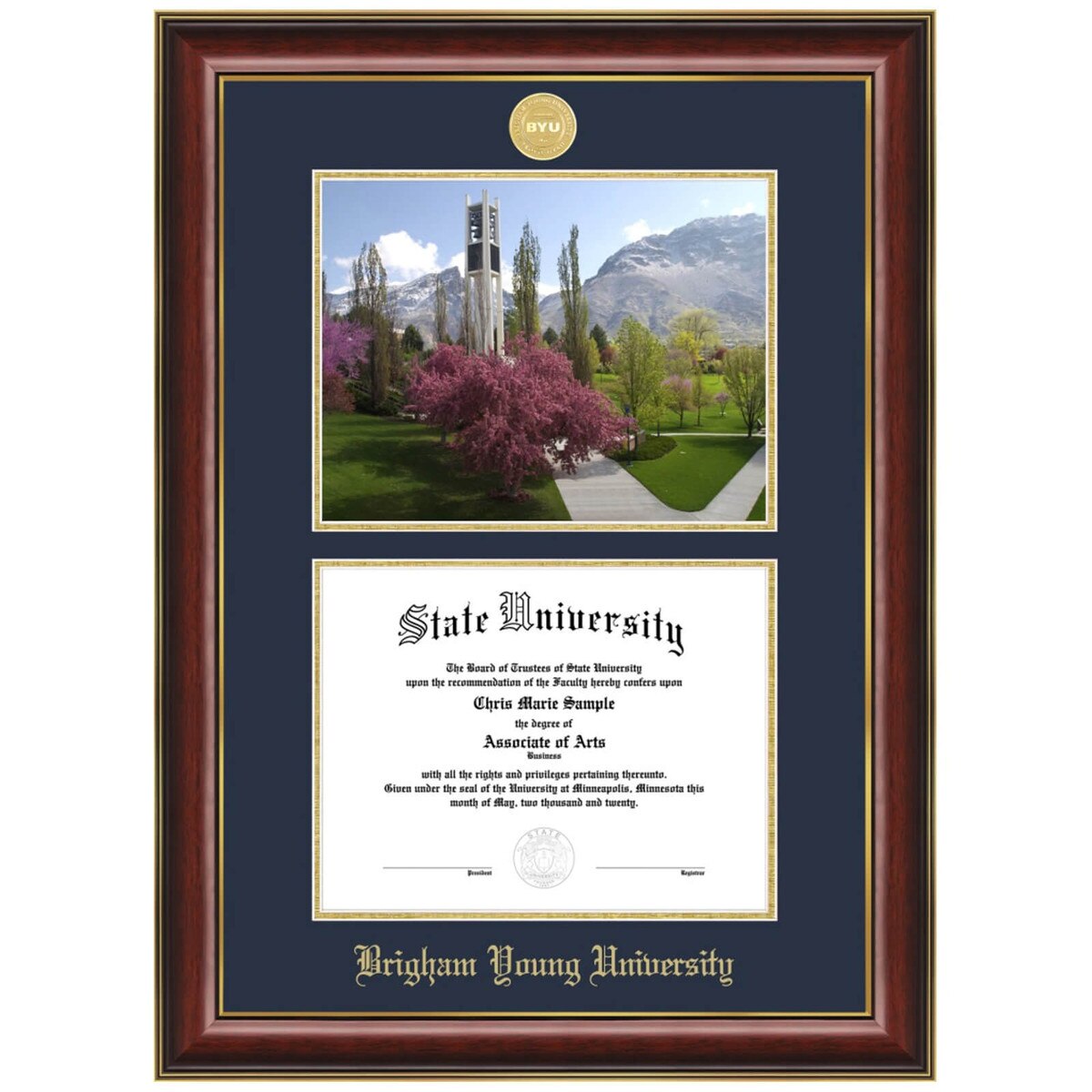 Classic Campus BYU Gold Medallion Diploma Graduation Frame Jostens