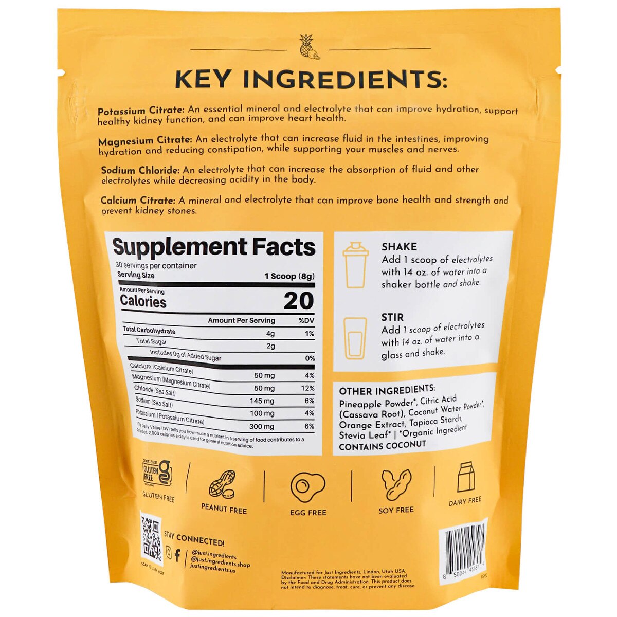 Orange Pineapple Electrolytes - Just Ingredients
