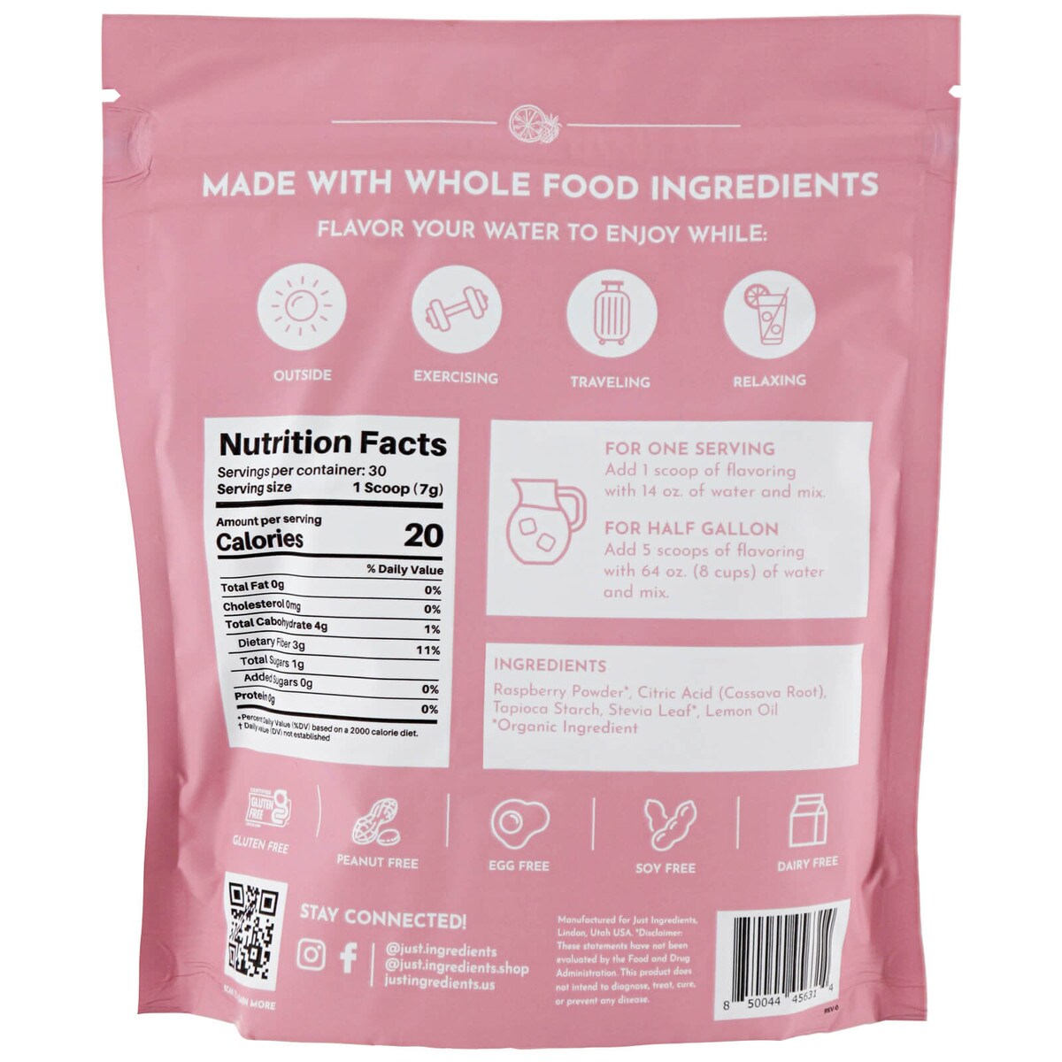 Raspberry Lemonade Water Flavoring 7.4 Oz. Just Ingredients