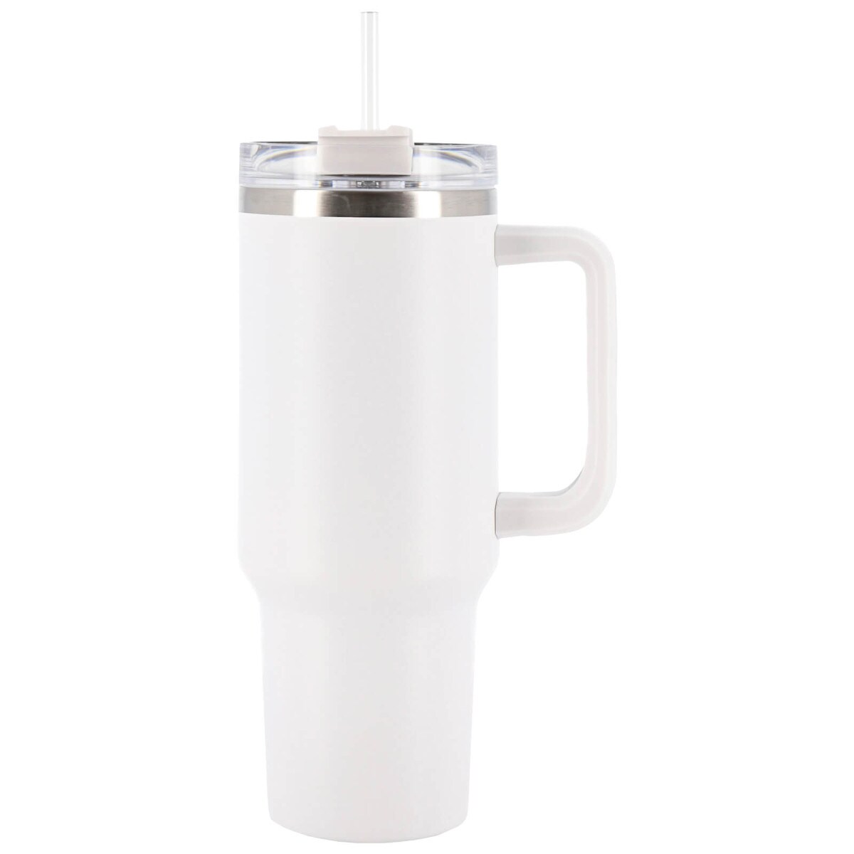 WHITE 40 OZ TUMBLER CUP WITH HANDLE